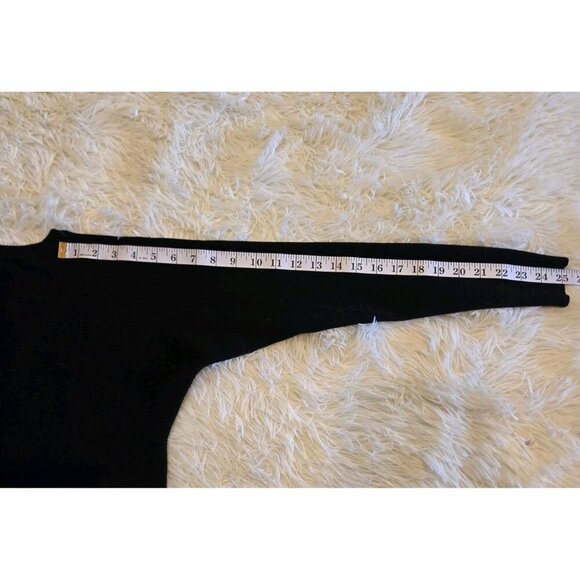 Cable and Gauge Black Knit Zippered Cardigan Womens Medium Rayon Ribbed - Picture 6 of 9